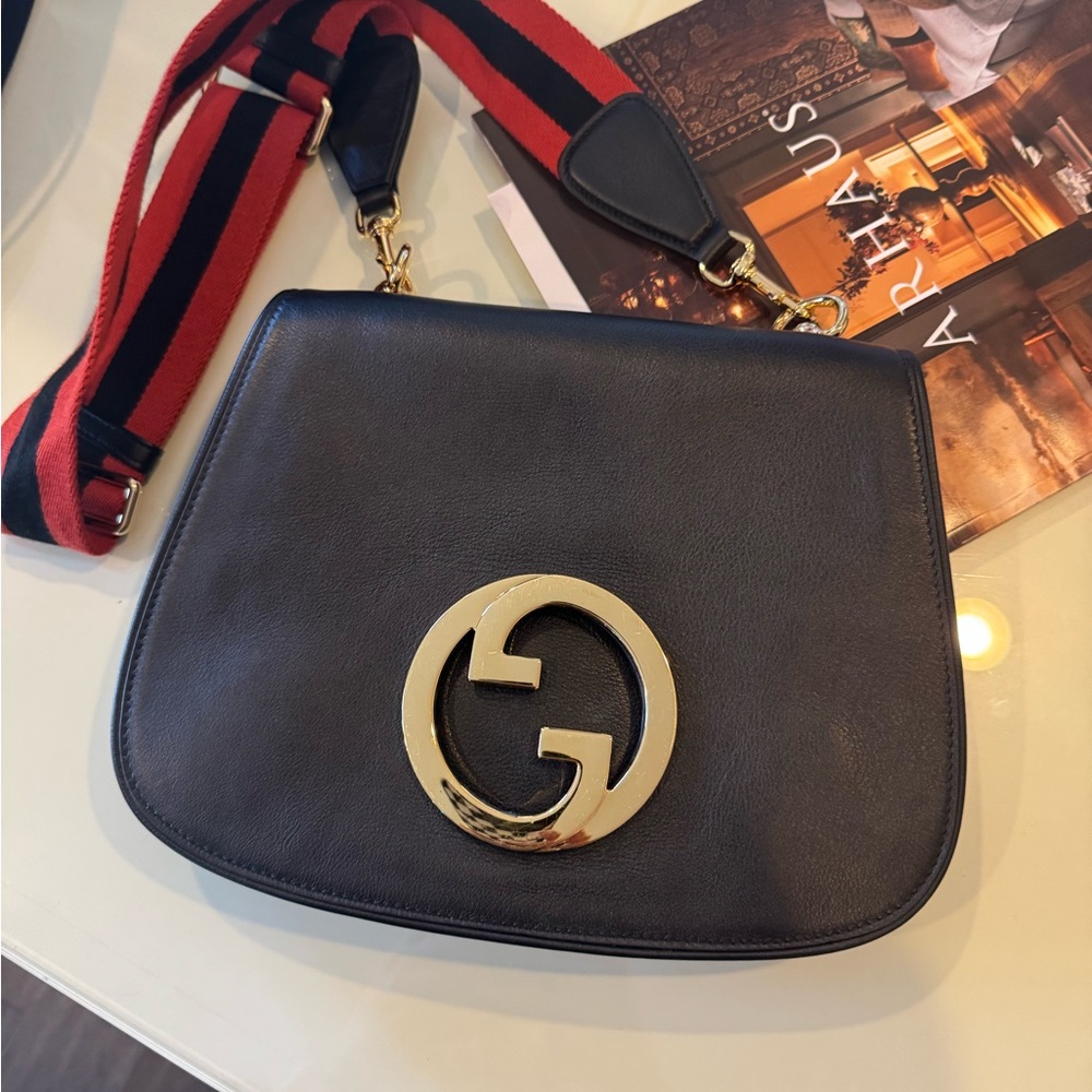 Gucci Black Crossbody Bag with Gold Logo